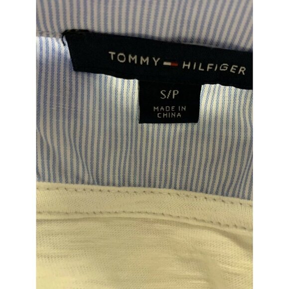 Tommy Hilfiger Womens Small Layered Top Collared Blue White Long Sleeve Blouse - Picture 8 of 9